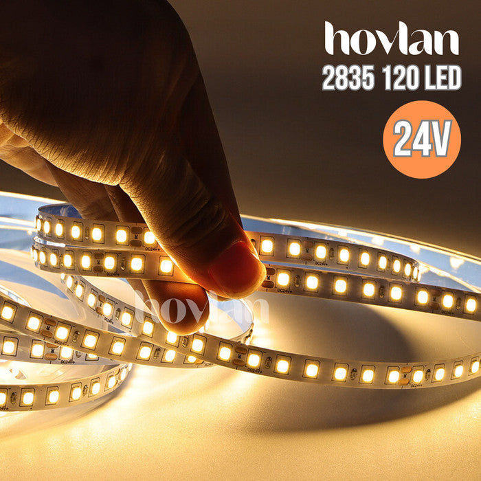 Led Strip 2835 24V Hovlan HVS2412 10 Meter 120 Mata Rapat Flexible Lampu Pita Interior 12w 3528