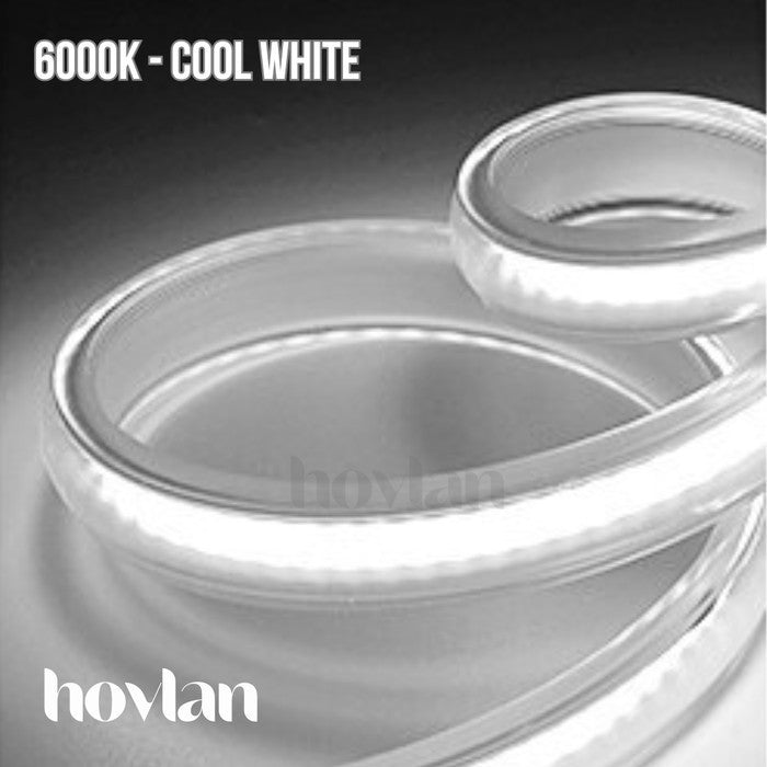Lampu Selang Cob Hovlan Led Strip DC 220v HVXC2210T Dotless Tanpa Titik Anti Air IP65 1 Roll Taman Kolam Outdoor