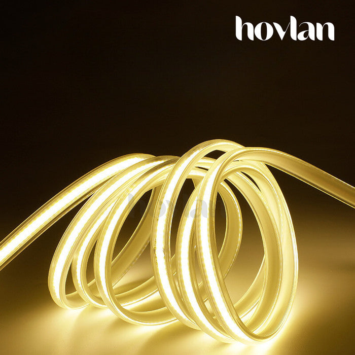 Lampu Selang Cob Hovlan Led Strip DC 220v HVXC2210T Dotless Tanpa Titik Anti Air IP65 1 Roll Taman Kolam Outdoor