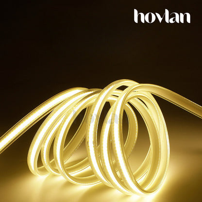 Lampu Selang Cob Hovlan Led Strip DC 220v HVXC2210T Dotless Tanpa Titik Anti Air IP65 1 Roll Taman Kolam Outdoor