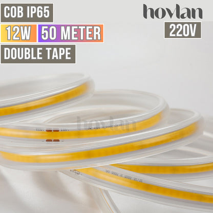 Lampu Selang Cob Hovlan Led Strip DC 220v HVXC2210T Dotless Tanpa Titik Anti Air IP65 1 Roll Taman Kolam Outdoor