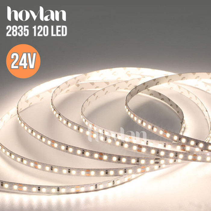 Led Strip 2835 24V Hovlan HVS2412 10 Meter 120 Mata Rapat Flexible Lampu Pita Interior 12w 3528