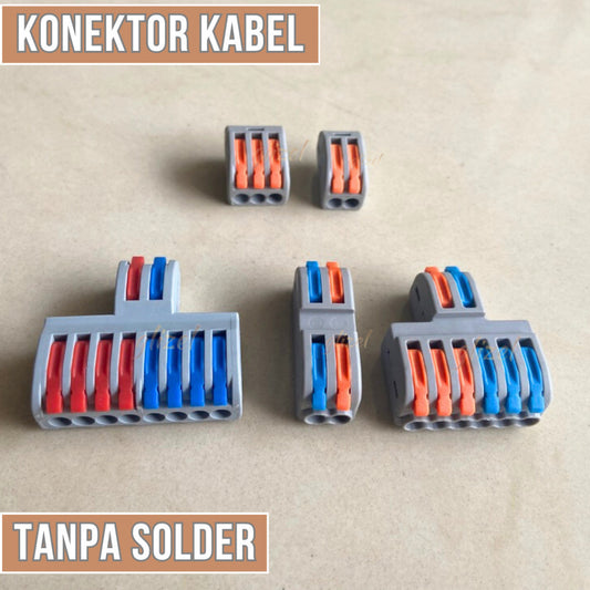 Sambungan Konektor Kabel Listrik Terminal Block Tanpa Solder Tuas Lever Soket Jepit