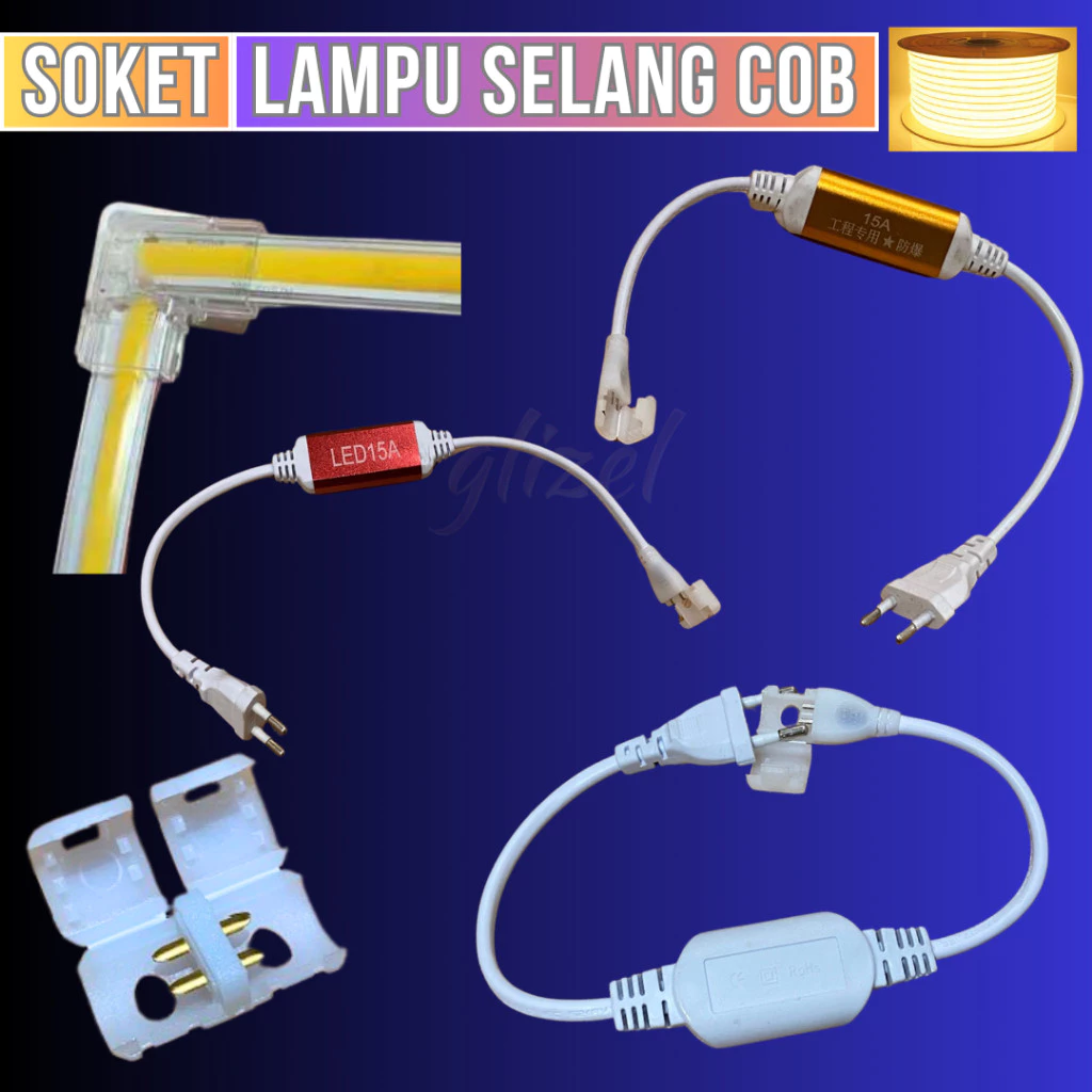 Soket Konektor Adaptor Lampu Selang Cob Transparan 220v Kabel Colokan Sambungan L
