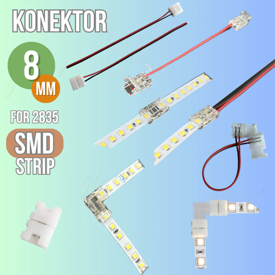 Konektor 2835 SMD 8 mm Soket Sambungan Lampu Led Strip