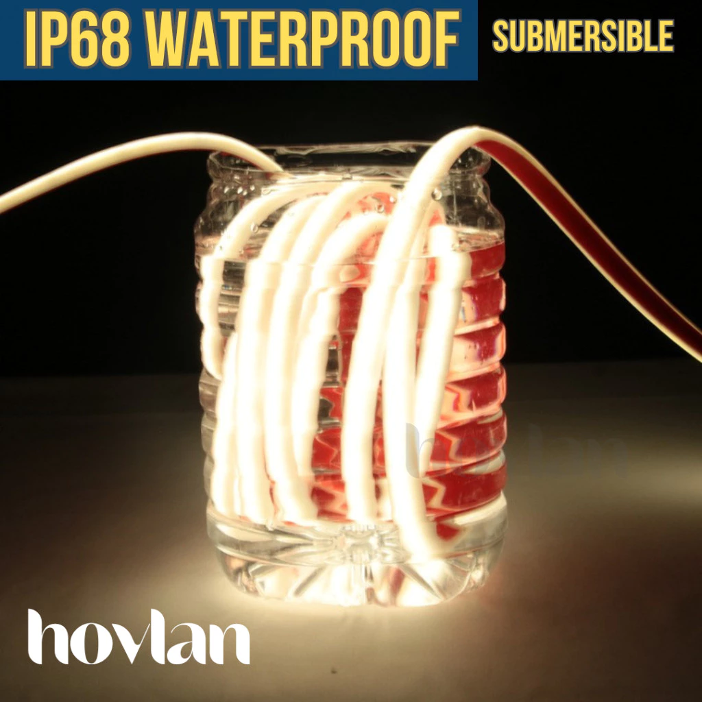 Led Strip COB 24V Hovlan Selang IP68 Anti Air Silicone Waterproof High Lumens Terang 15w