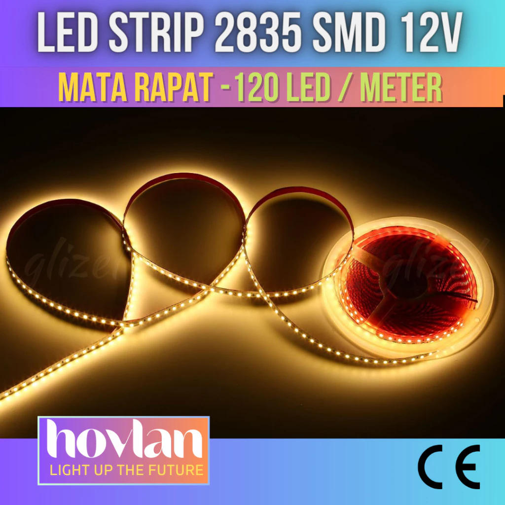 Led Strip 2835 120 Mata Rapat SMD 12v Flexible Lampu 5 Meter Pita