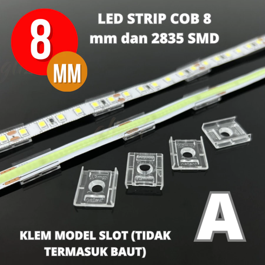 Klem Led Strip Cob Smd 2835 5050 8mm 10mm Slot Baut - Gambar 2