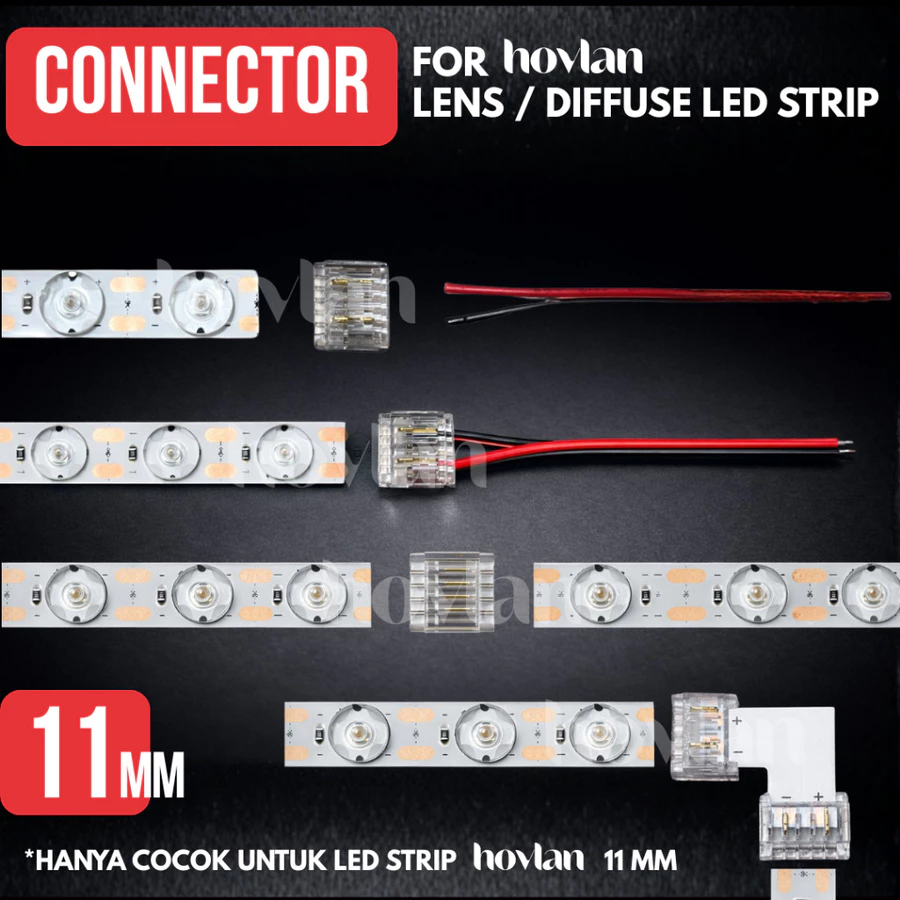 Soket Konektor 11mm Led Strip Lens Diffuse Hovlan Lensa Neon Box Membran Tanpa Solder Sambungan Sudut